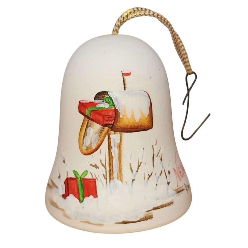 Vintage Sandstone Creations Christmas Ornament Bell Newport 1990 Mailbox Gift